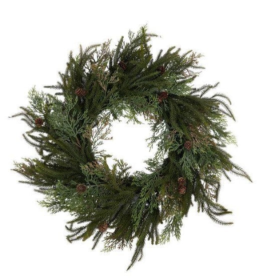 26" Mixed Pine & Pinecone Wreath