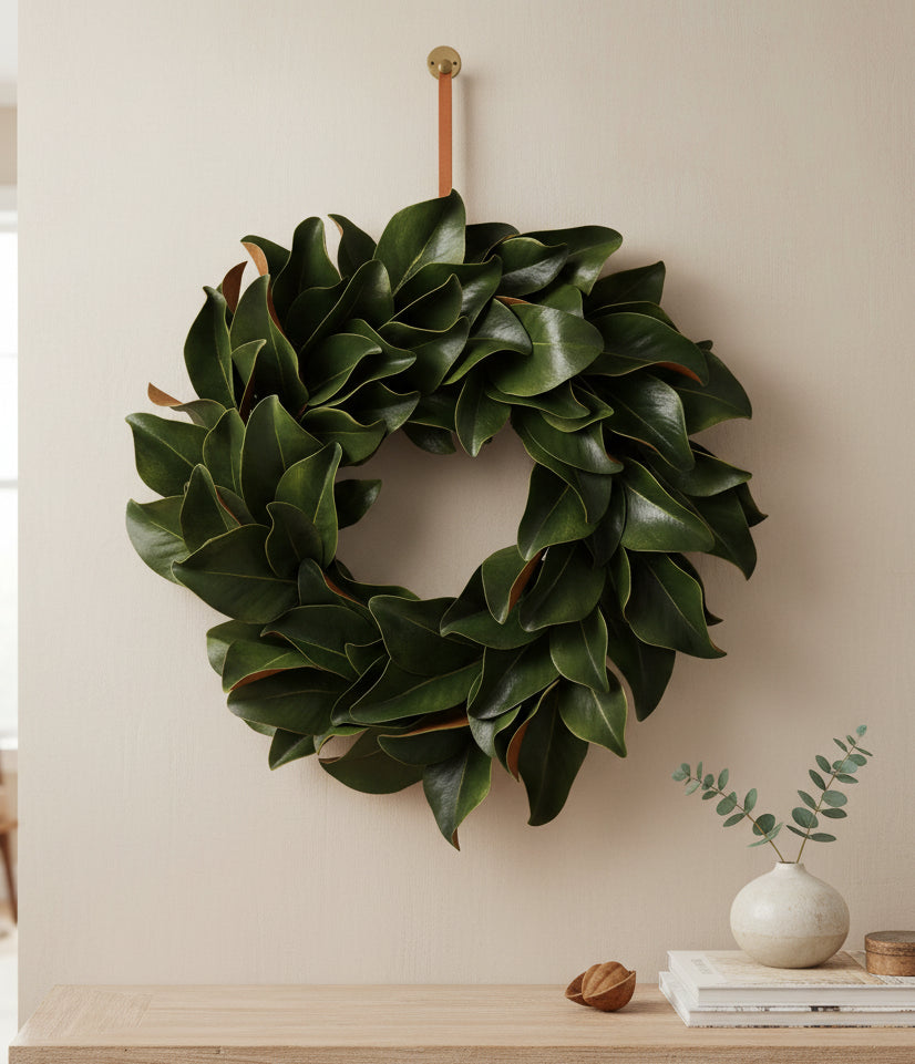 26"D Green Leaf Magnolia Wreath