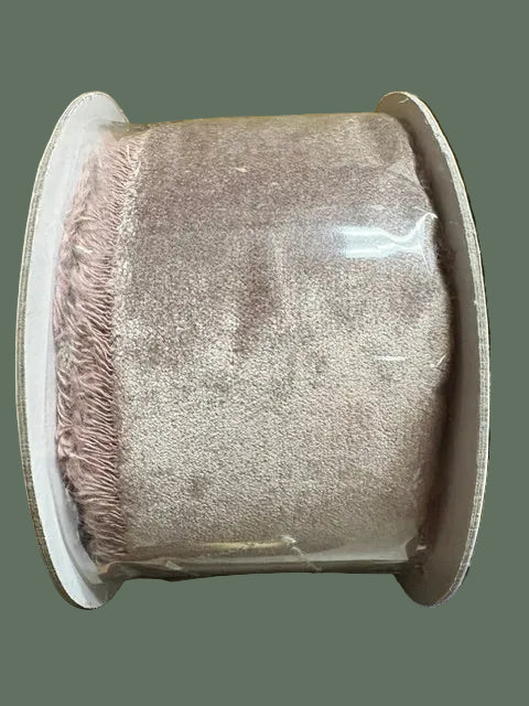 Taupe Velvet Frayed Edge Ribbon 10YD