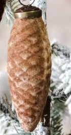 4" Flocked Pinecone Ornament, 2 Color Options