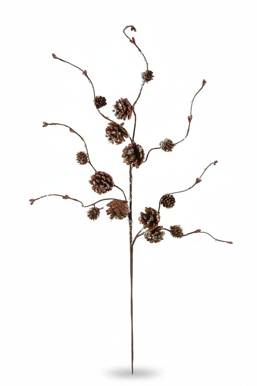 28.5"L Glitter & Bead Pinecone Pick