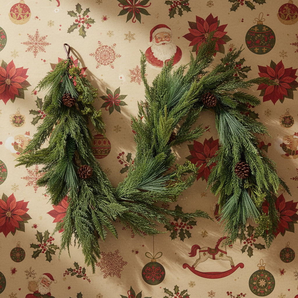 6' Pine, Berry and Pinecone Garland