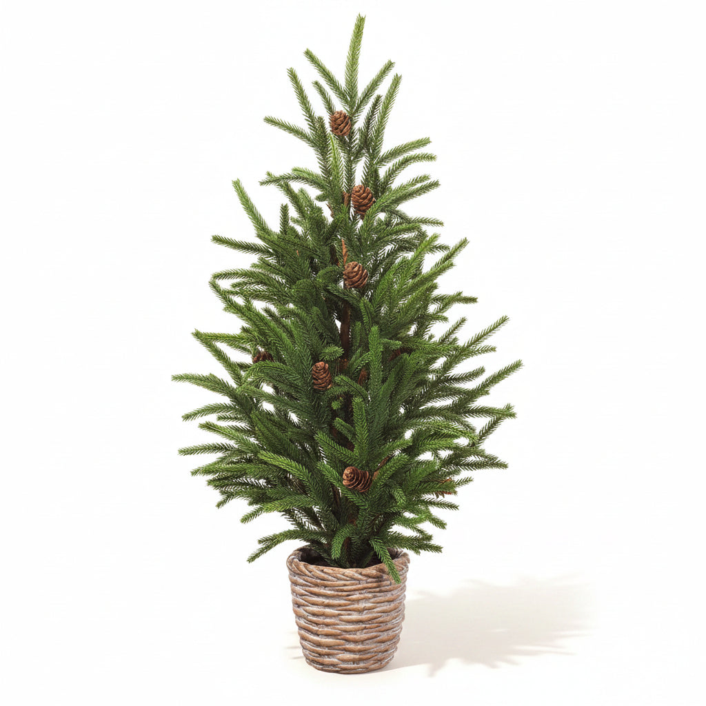 24" Pine Tree in Cement Pot