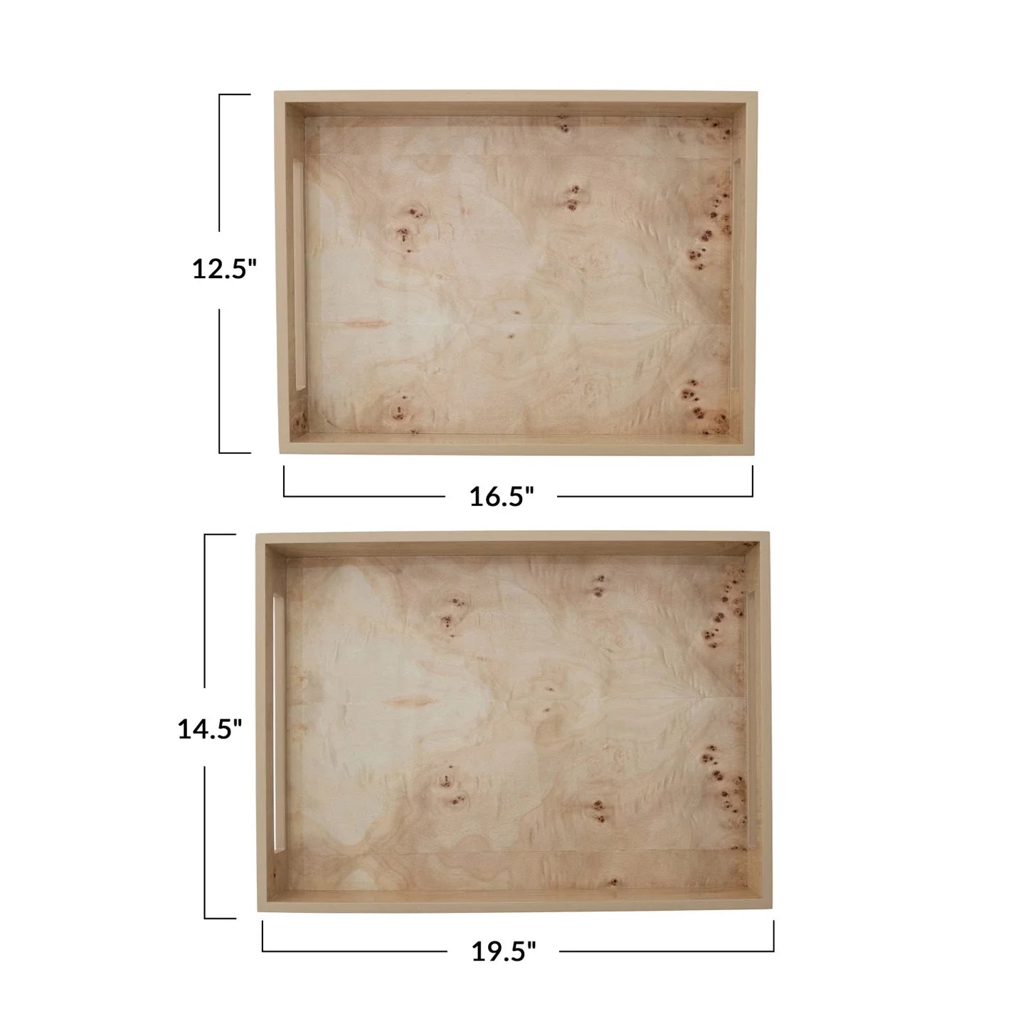 Burl Wood & MDF Veneer Trays
