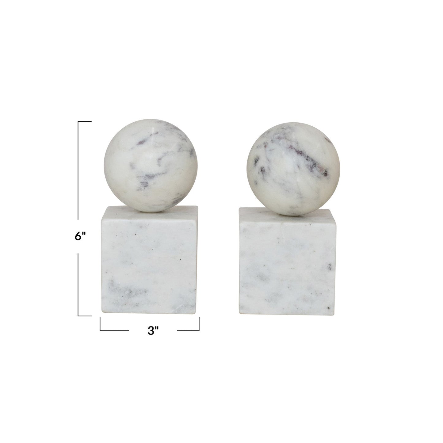 Set of 2 Marble Geometric Bookends