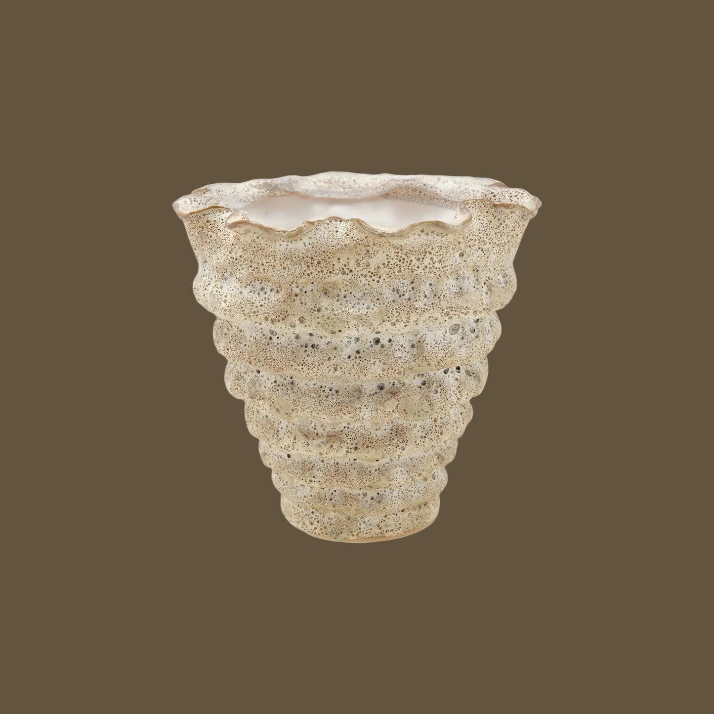 Volcano Finish Stoneware Organic Shaped Vase