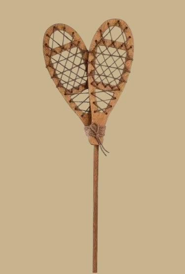 27.5"H Wood & Jute Snow Shoes Pick