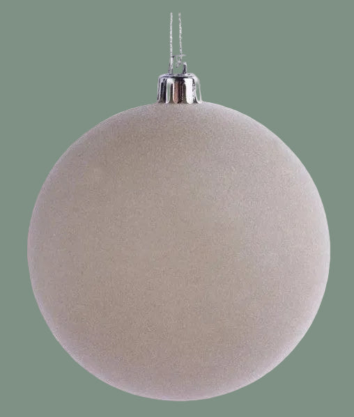 4" Taupe Smooth Flocked Ornament — Neutral Velvet Christmas Tree Ornament