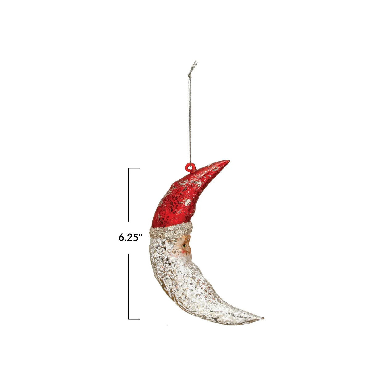 Glass Santa Moon Ornament