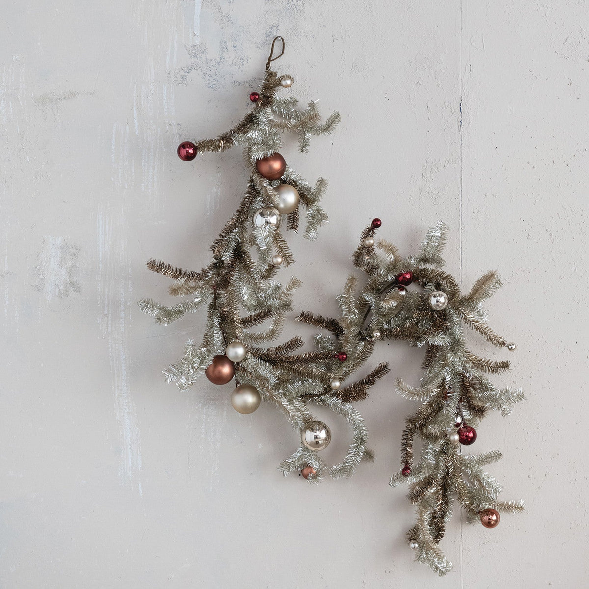 Tinsel Garland with Multi-Color Ornaments