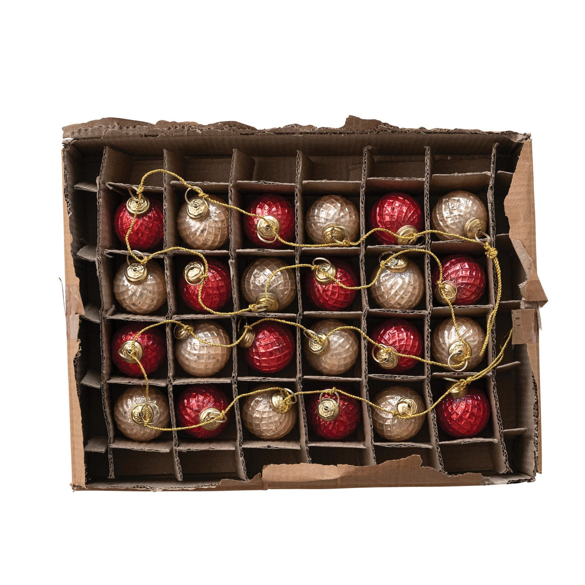 Berry & Blush Embossed Mercury Glass Ball Ornament Garland