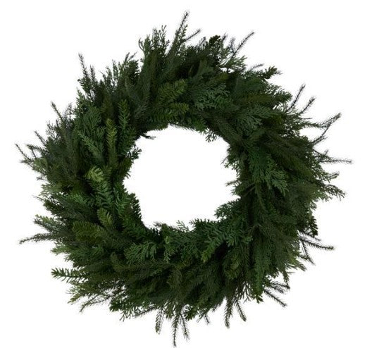 30" Real Touch Cedar, Mixed Pine & Juniper Wreath
