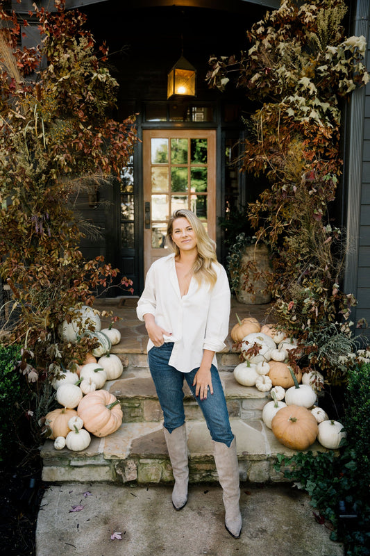 A styled fall porch in Greenville, SC