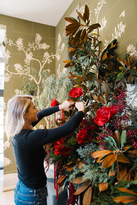 A seasonally styled mantel