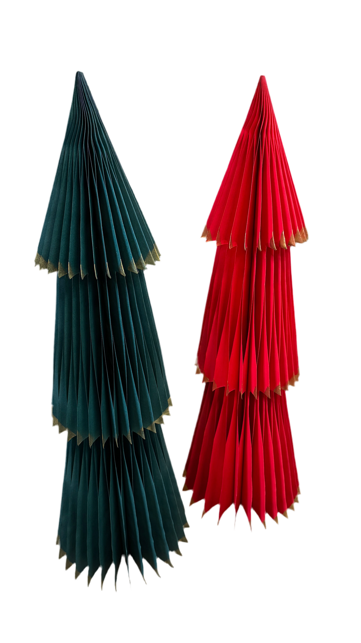 31" Honeycomb Paper Christmas Tree — Red or Green Vintage Tabletop Decor
