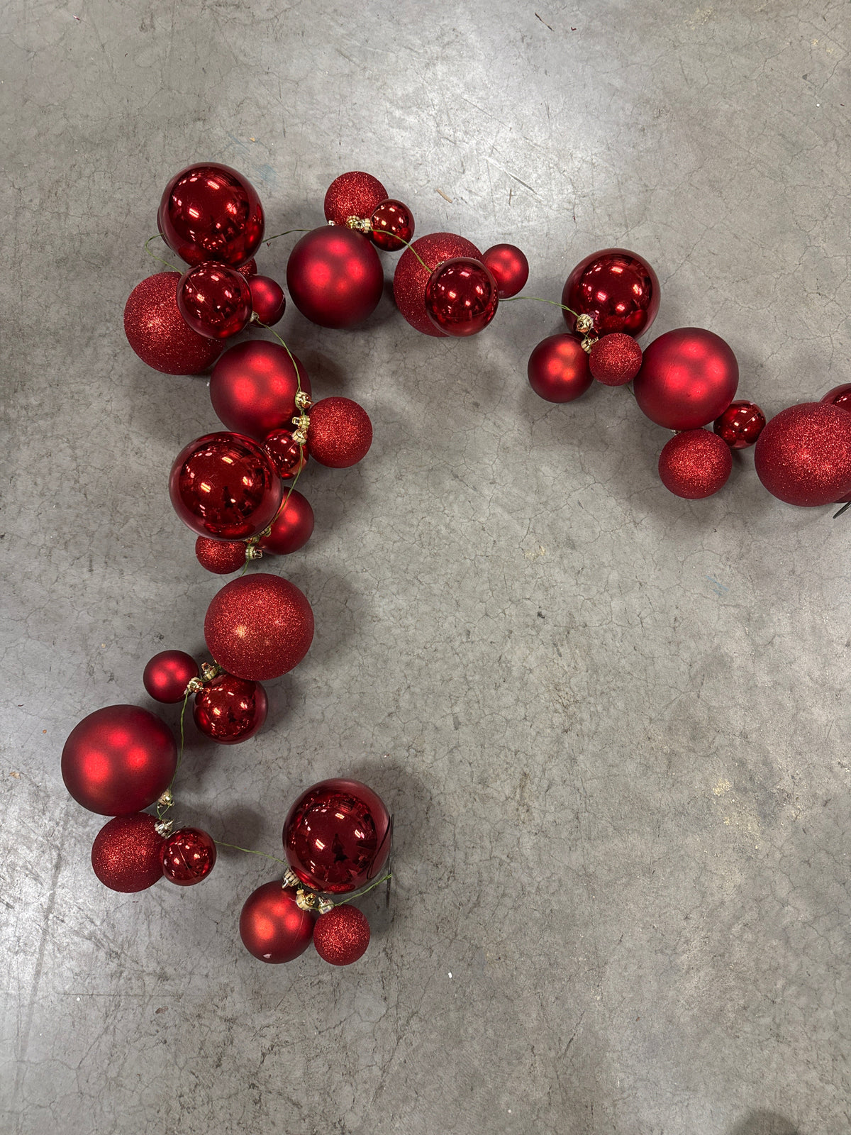 6' Red Mixed Ball Cluster Garland