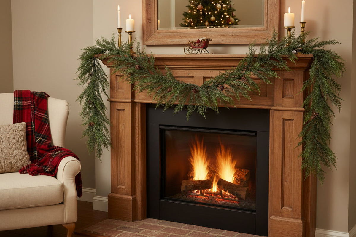 Feather Fir Garland with Pinecones