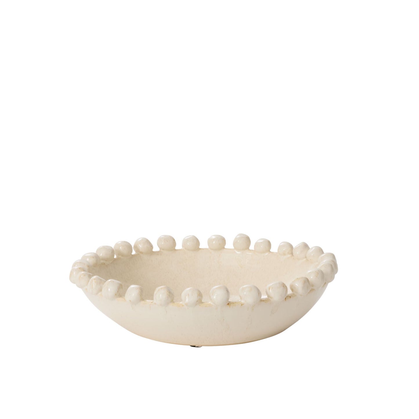 Off White Lombard Bowl with Sphere Rim