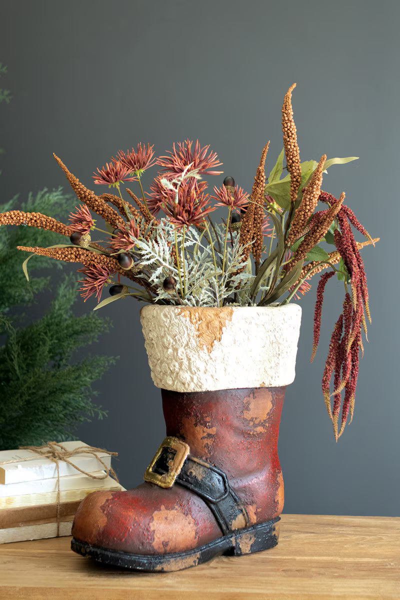 Faux Concrete Santa Boot Container
