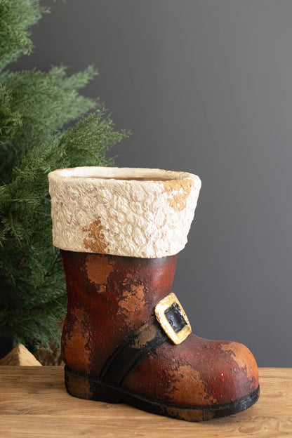 Faux Concrete Santa Boot Container