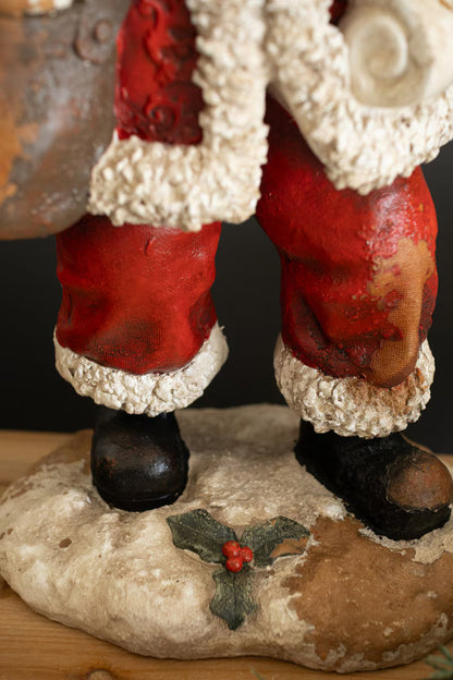Traditional Santa with List Statue