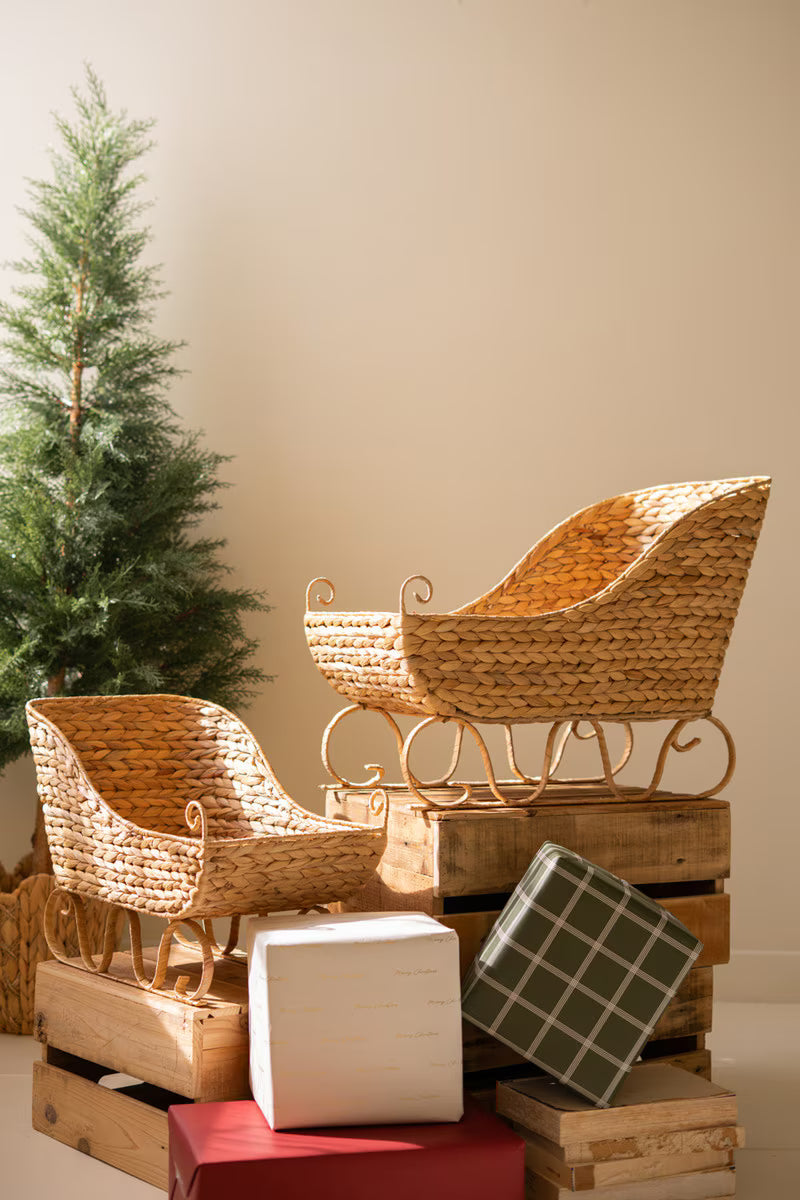 Woven Christmas Sleigh Basket, 2 Size Options