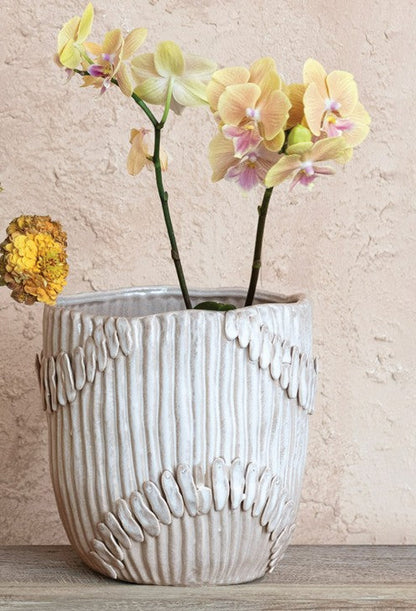 Handmade Stoneware Pleated Planter