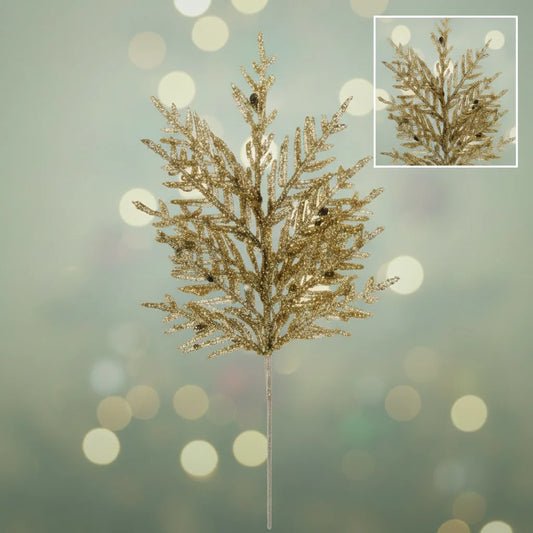 32" Gold Norfolk Spray with Berries & Pinecones