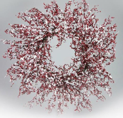 27" Snowy Berry Christmas Wreath — Faux Frosted Berry Wreath for Front Door
