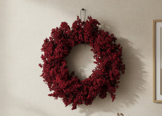 28" Red & Burgundy Mini Berry Wreath — Faux Christmas Berry Wreath for Front Door