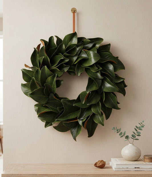 26"D Green Leaf Magnolia Wreath
