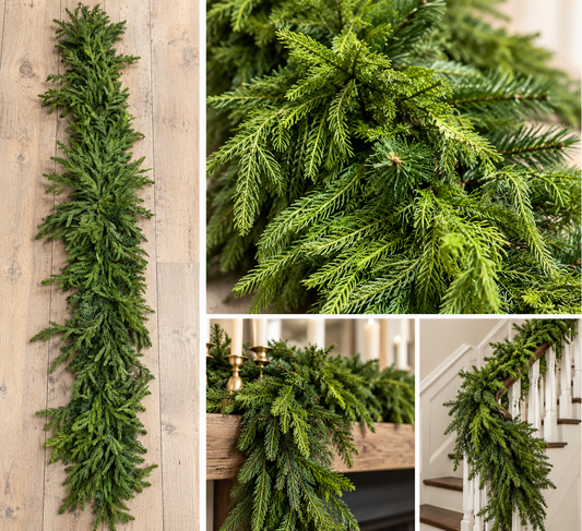 8' Deluxe Norfolk Pine Mantle Garland