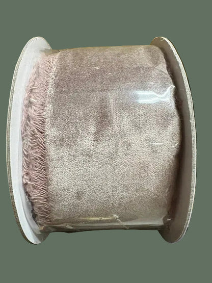 Taupe Velvet Frayed Edge Ribbon 10YD