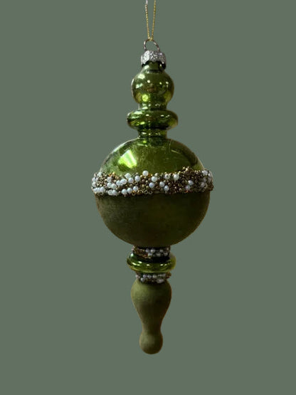 Green Finial Ornament w/ Bead Detail , 2 Style Options