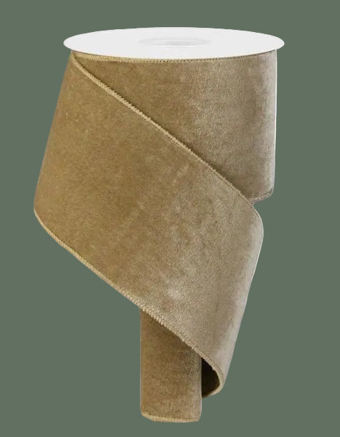 Deluxe Velvet & Satin Back Taupe Ribbon 10YD