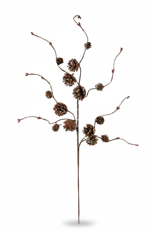 28.5"L Glitter & Bead Pinecone Pick