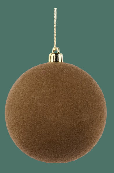 Brown Flocked Ball Ornament, 2 Size options