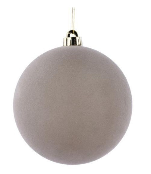 6" Smooth Flocked Taupe Ornament