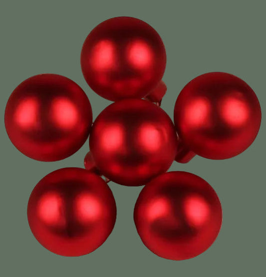 Red Matte Christmas Ball Ornament Cluster Pick — Tree, Wreath & Garland Filler