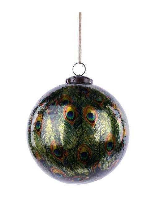 5" Glass Peacock Feathers Ornament