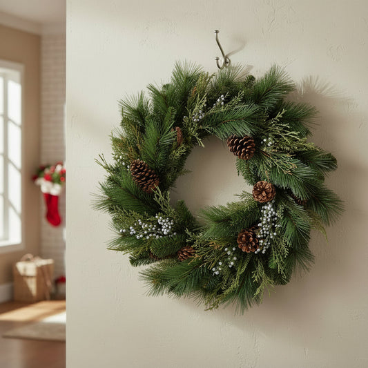 30" Cedar Wreath & Pinecone Wreath