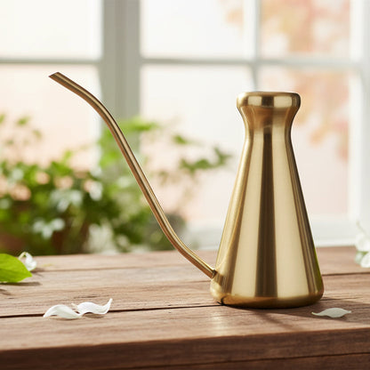 2 QT Stainless Steel Watering Can, Brass Finish