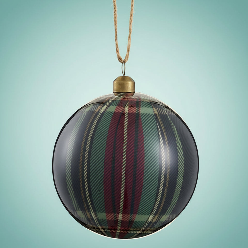 4" Plastic Plaid Ornament Ball
