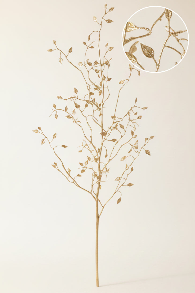 38" Gold Metallic Mini Leaf Spray