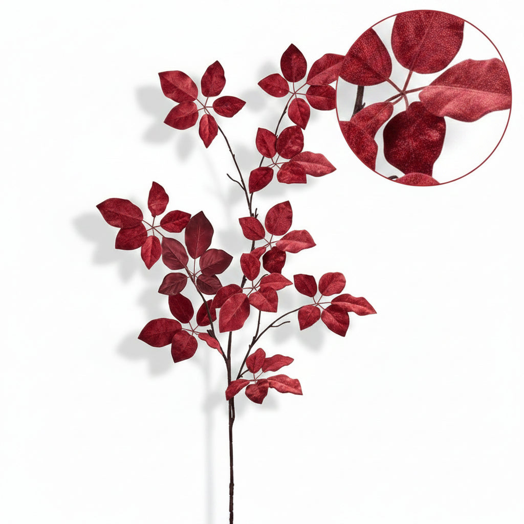 50" Velvet Schefflera Leaf Spray, 2 Color Options