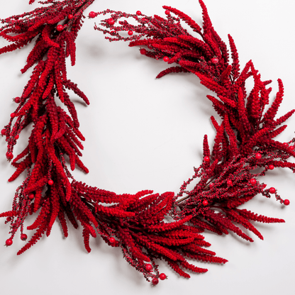 Deep Red Amaranthus & Berry Holiday Garland