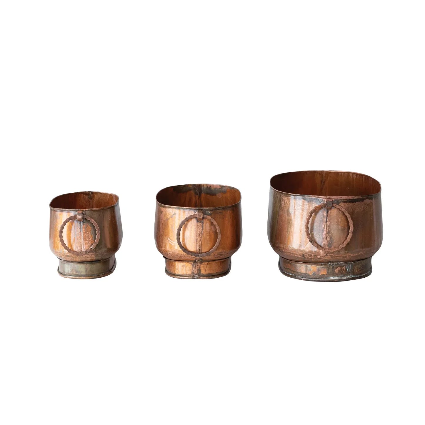 Metal Planter with Ring Handles, Size Options