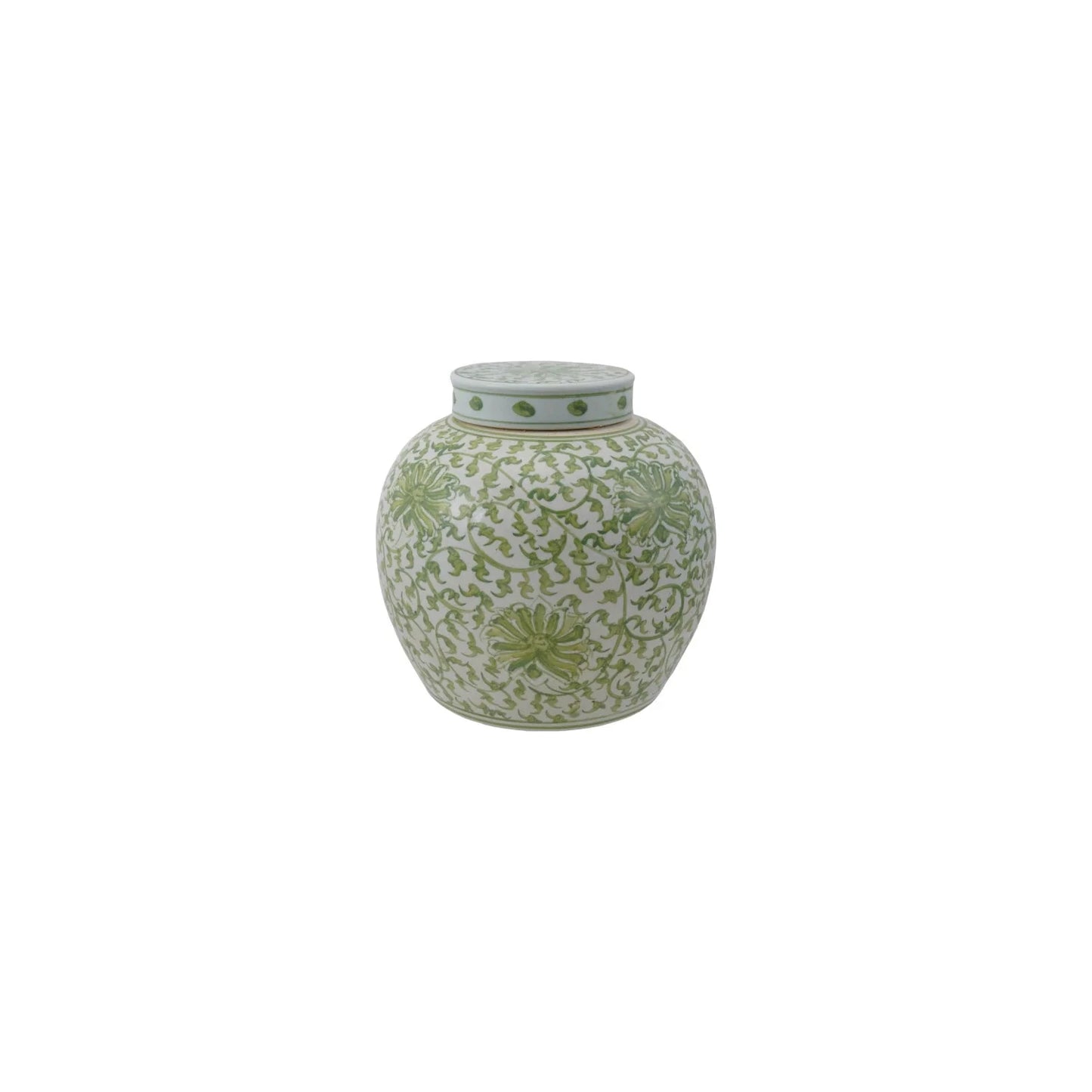 Decorative Stoneware Ginger Jar w/ Floral Pattern, 2 Style Options