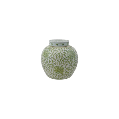 Decorative Stoneware Ginger Jar w/ Floral Pattern, 2 Style Options