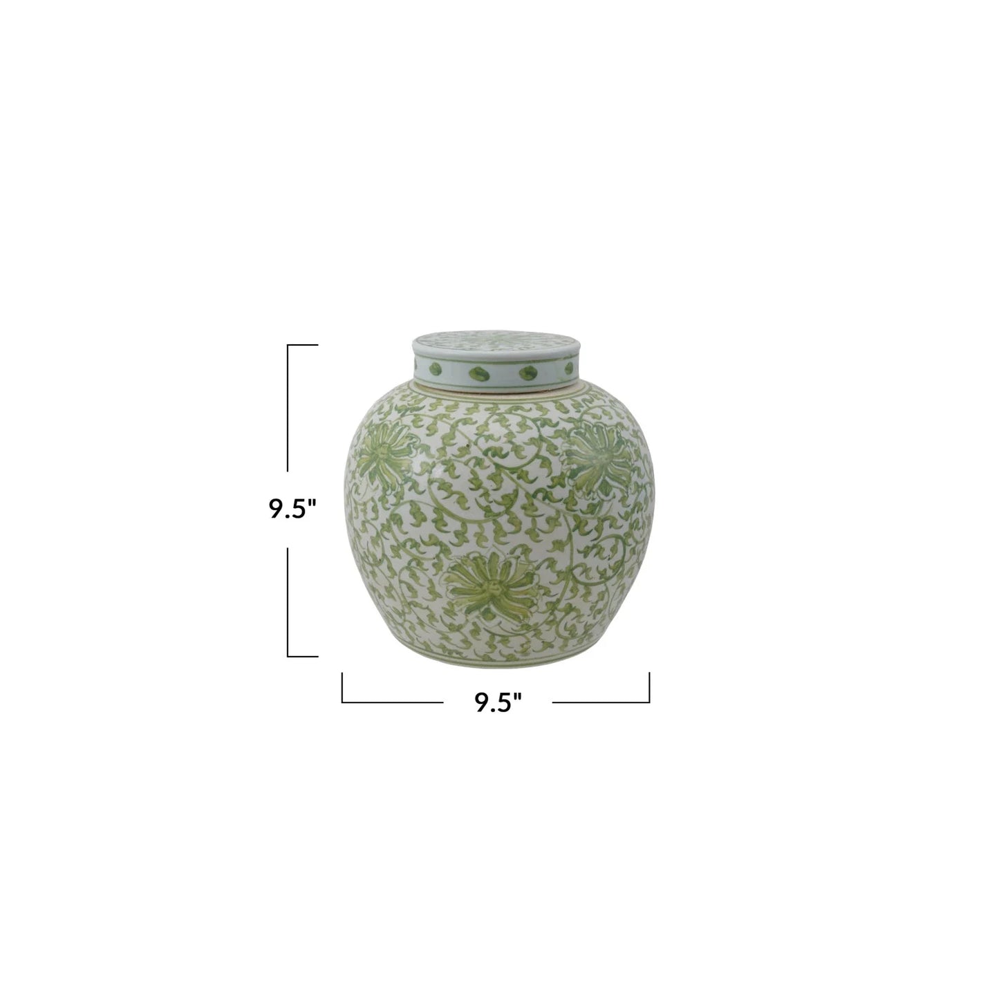 Decorative Stoneware Ginger Jar w/ Floral Pattern, 2 Style Options